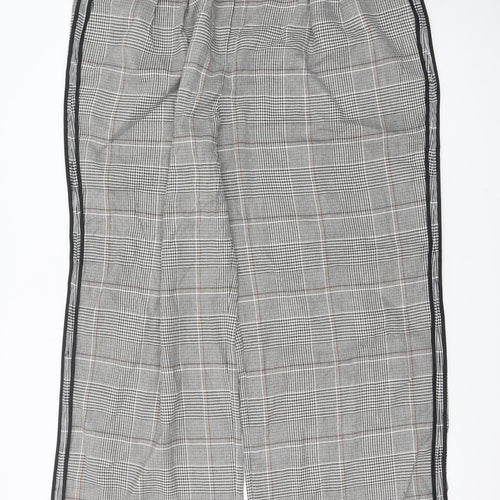Marks and Spencer Womens Grey Checked Wide-Leg Trousers Size 20