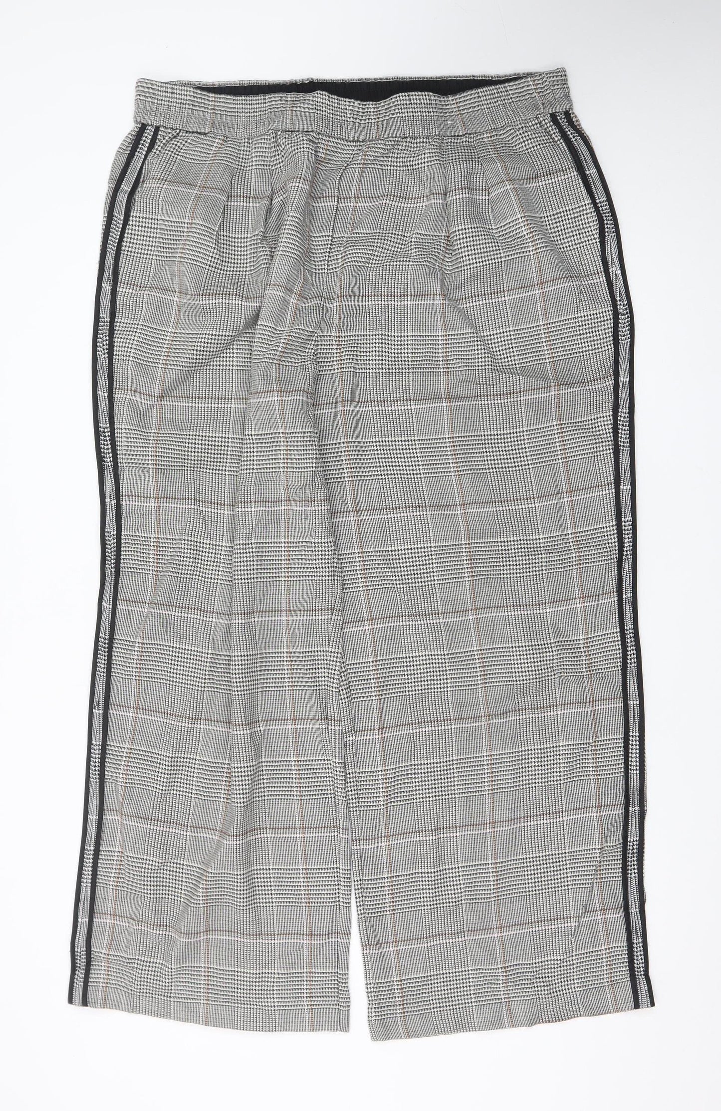 Marks and Spencer Womens Grey Checked Wide-Leg Trousers Size 20