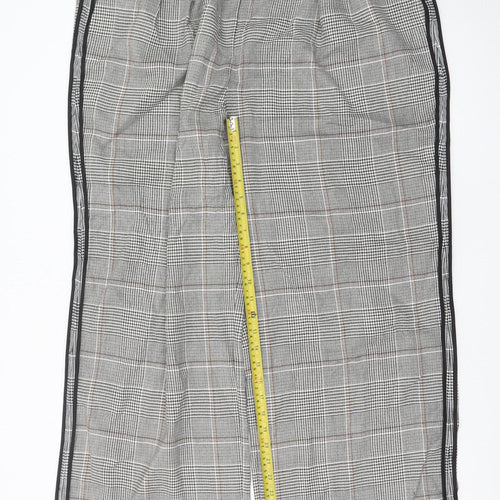 Marks and Spencer Womens Grey Checked Wide-Leg Trousers Size 20