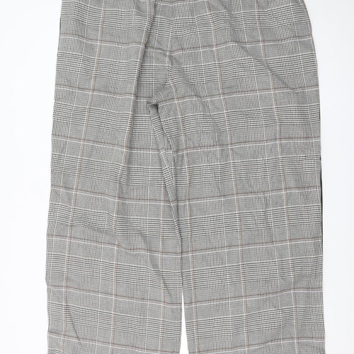 Marks and Spencer Womens Grey Checked Wide-Leg Trousers Size 20