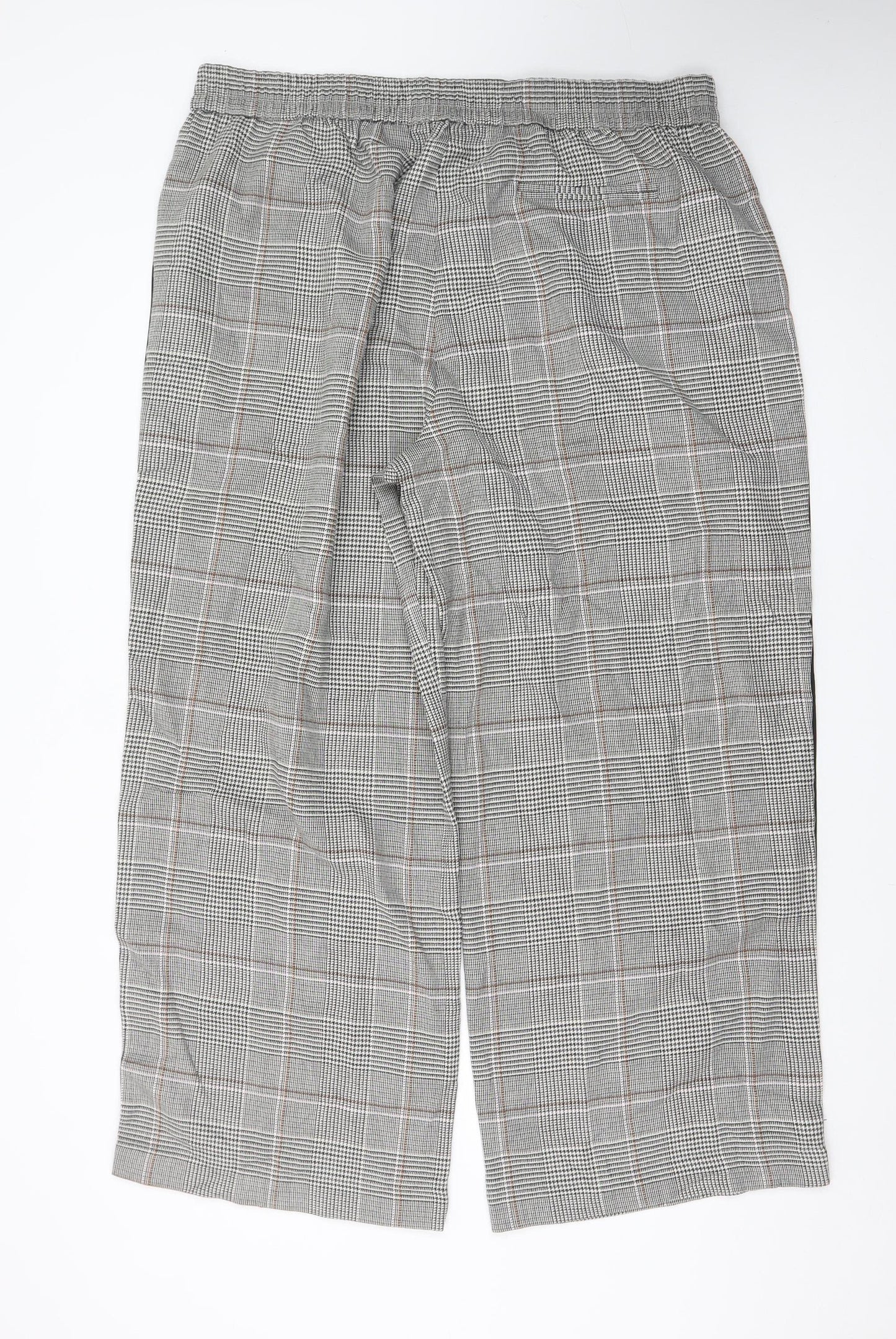 Marks and Spencer Womens Grey Checked Wide-Leg Trousers Size 20