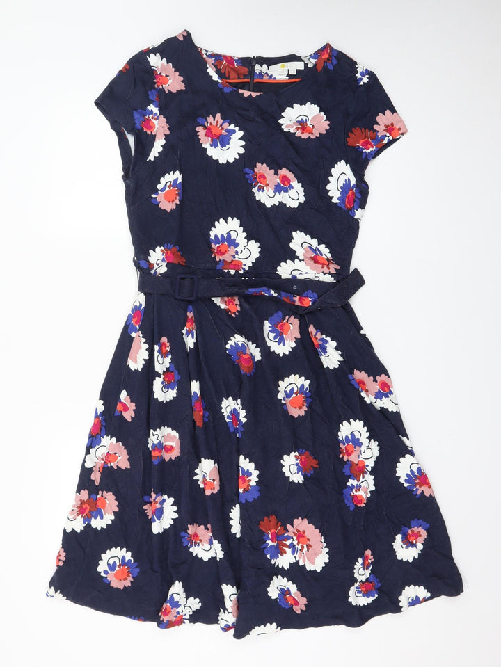 Boden Women Blue Floral Fit & Flare Knee Length Dress Size 12