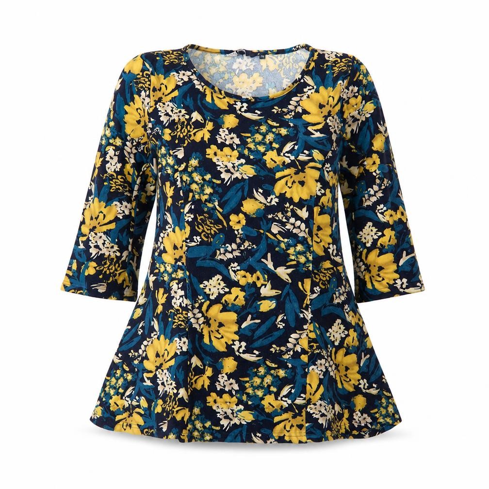 Front view of Isle Women's Multicoloured Floral A-Line Dress, size 14