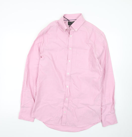 Marks and Spencer Men's Pink Tailored Fit Pure Cotton Oxford Shirt Size S