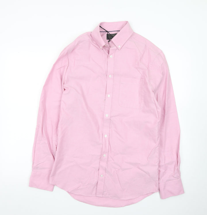 Marks and Spencer Men's Pink Tailored Fit Pure Cotton Oxford Shirt Size S