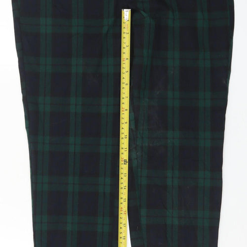 Mango Women's Green Check Chino Trousers Size 12 Slim Fit