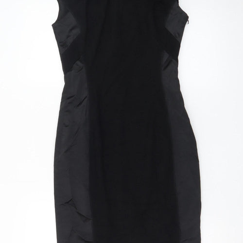 Karen Millen Women's Black Size 10 Sleeveless Sheath Knee Length Dress