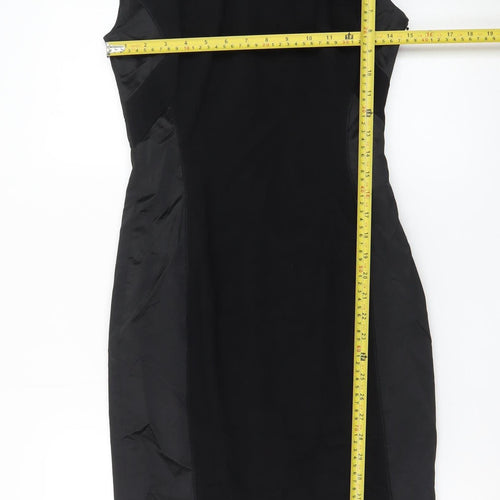 Karen Millen Women's Black Size 10 Sleeveless Sheath Knee Length Dress