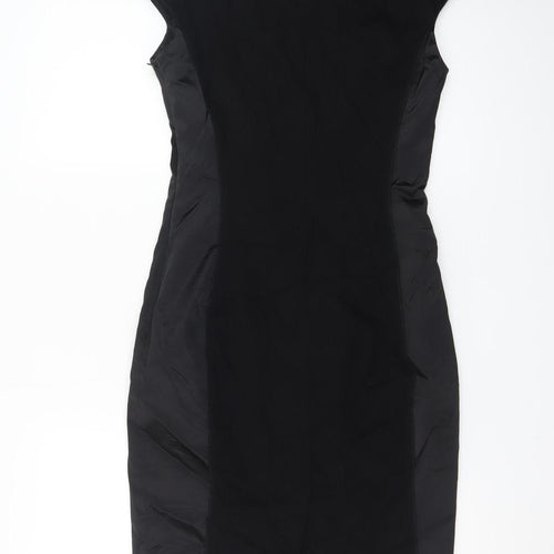Karen Millen Women's Black Size 10 Sleeveless Sheath Knee Length Dress