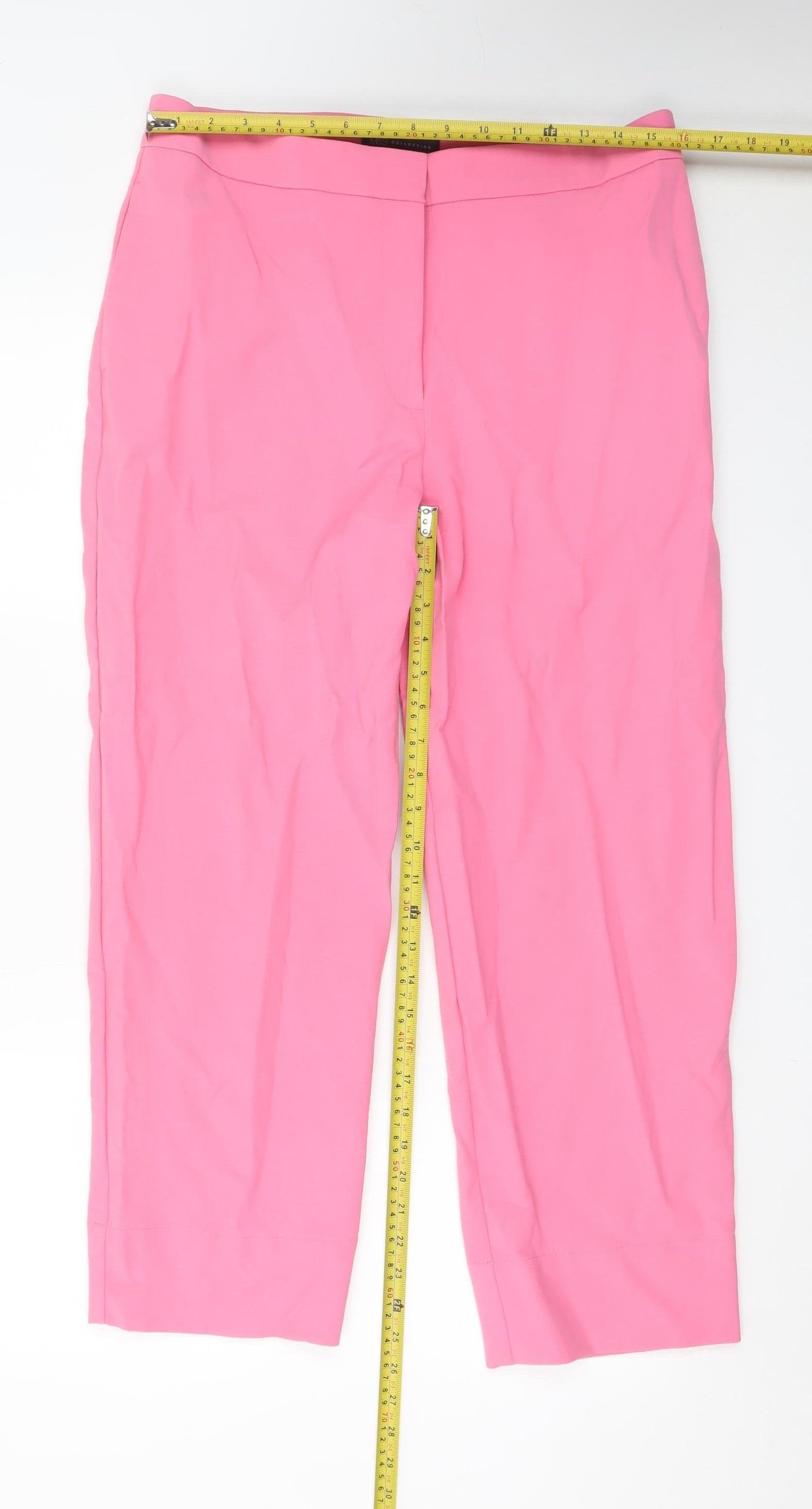 Marks and Spencer Women Pink Cropped Tailored Trousers Size 14