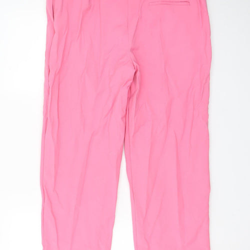 Marks and Spencer Women Pink Cropped Tailored Trousers Size 14