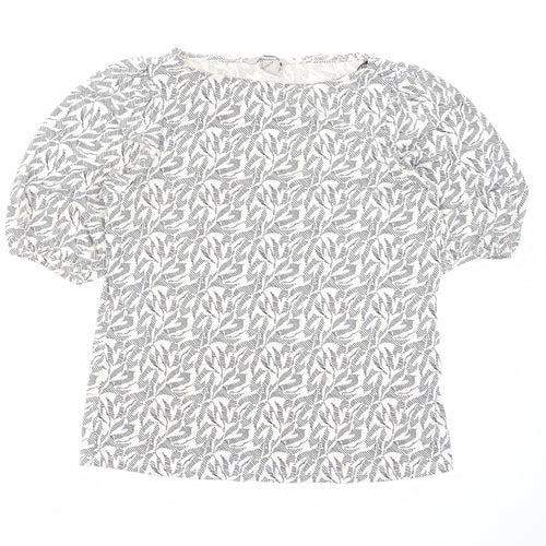H&M Women’s White Floral Puff Sleeve Blouse Size S