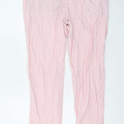 Marks and Spencer Women Pink Striped Chino Trousers Size 14 Regular