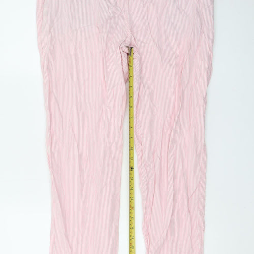 Marks and Spencer Women Pink Striped Chino Trousers Size 14 Regular