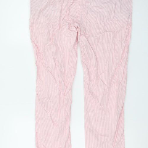 Marks and Spencer Women Pink Striped Chino Trousers Size 14 Regular