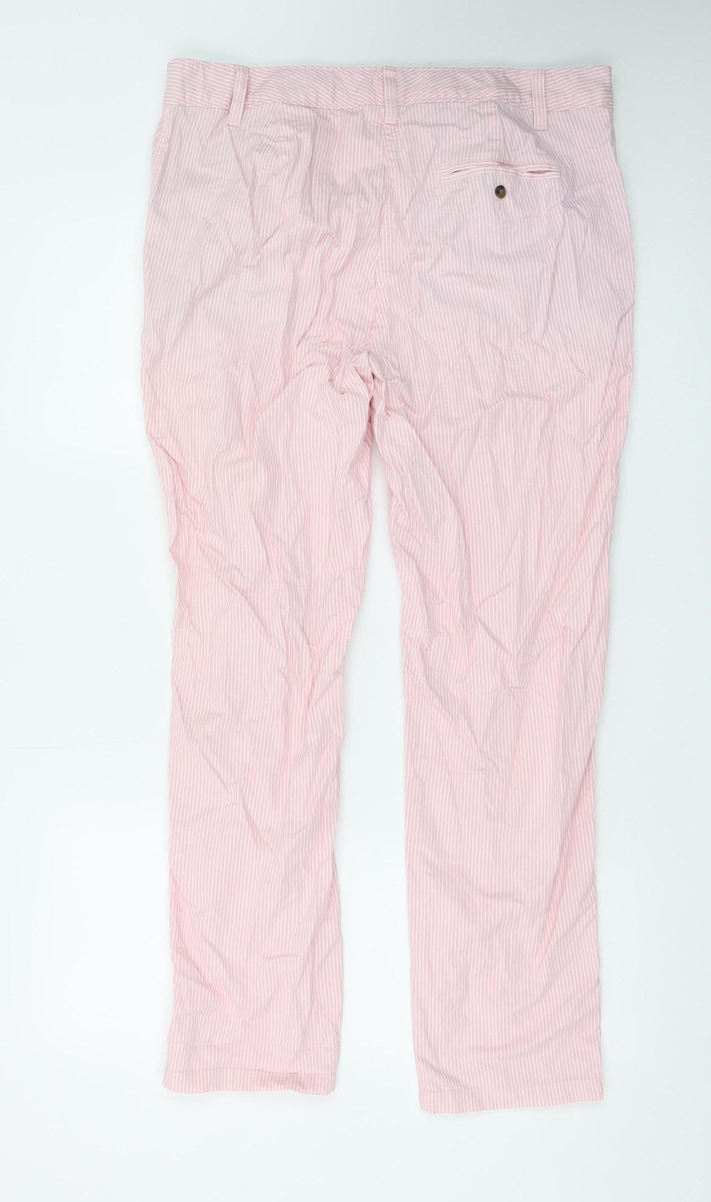 Marks and Spencer Women Pink Striped Chino Trousers Size 14 Regular