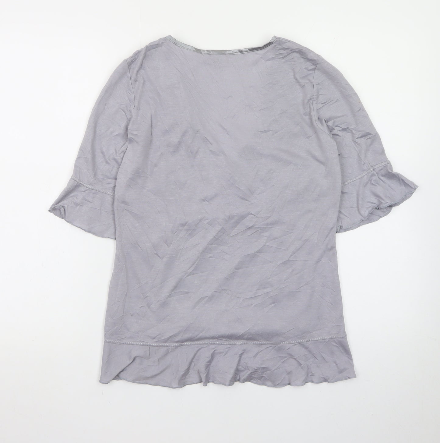 Marks and Spencer Per Una Grey Embroidered V-Neck Tunic Top Women’s Size 12