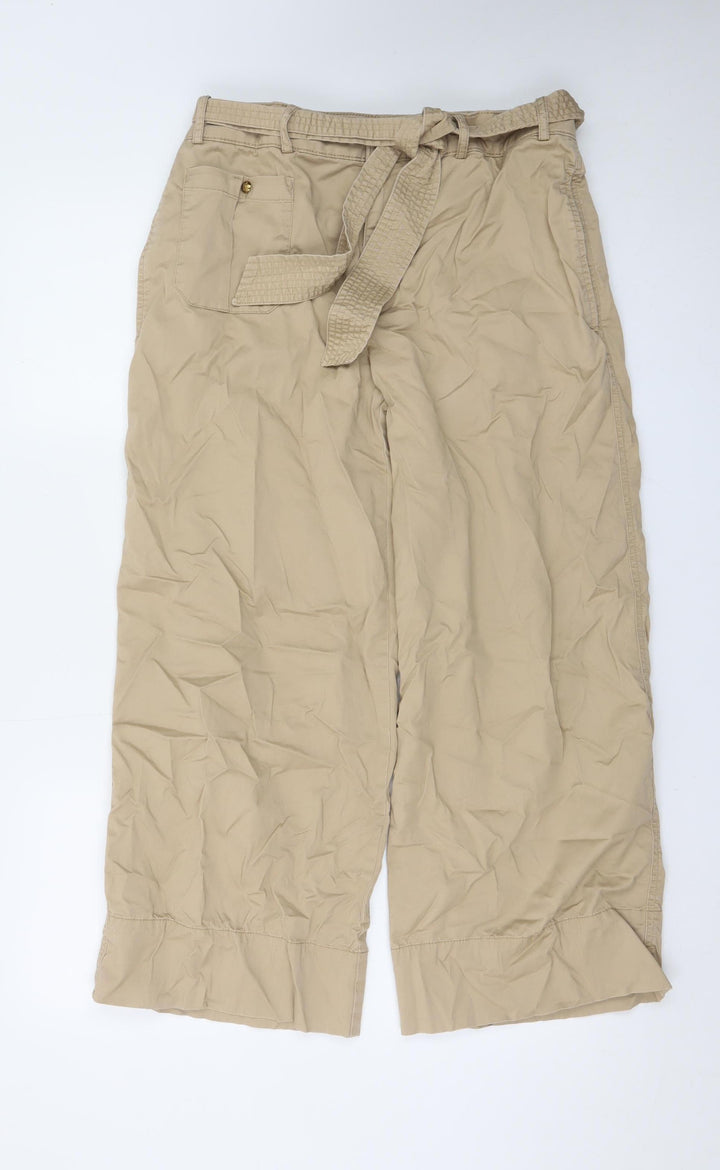 Lauren Ralph Lauren Women Beige Wide-Leg Chino Trousers Size 10