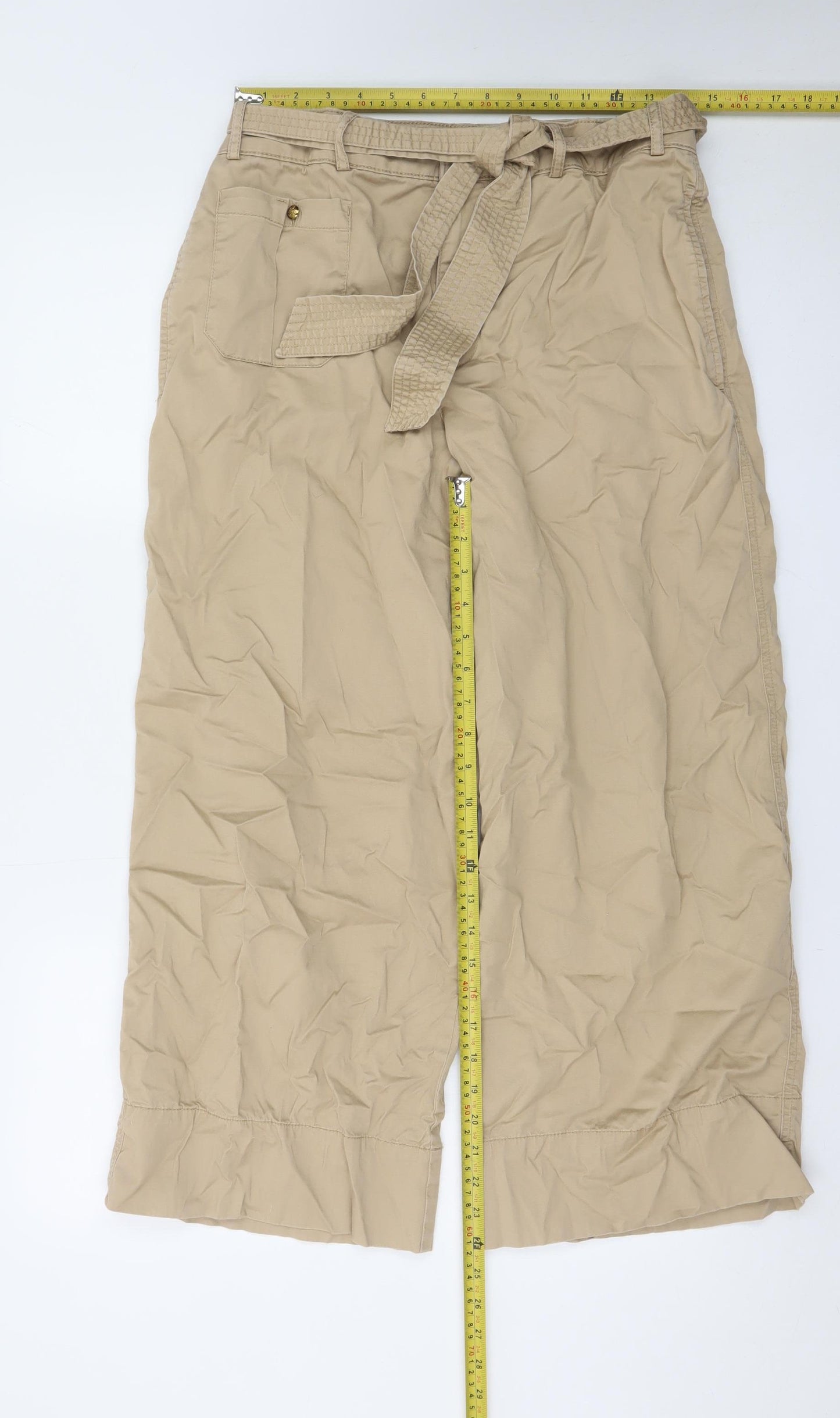 Lauren Ralph Lauren Women Beige Wide-Leg Chino Trousers Size 10