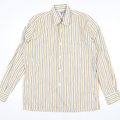 Presidence Men's Multicoloured Striped Cotton Button-Up Shirt M