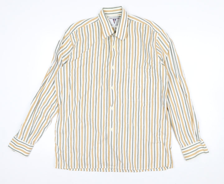 Presidence Men's Multicoloured Striped Cotton Button-Up Shirt M