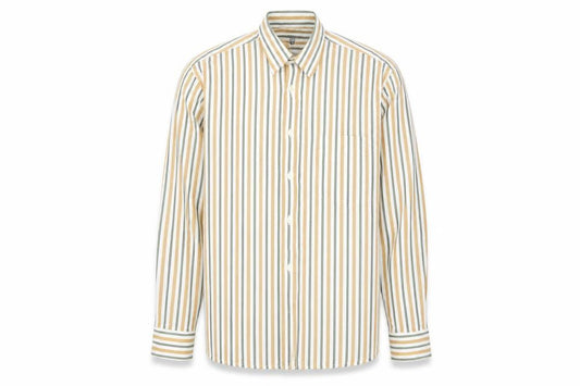 Front view of Presidence Men's Multicoloured Striped Cotton Button-Up Shirt M