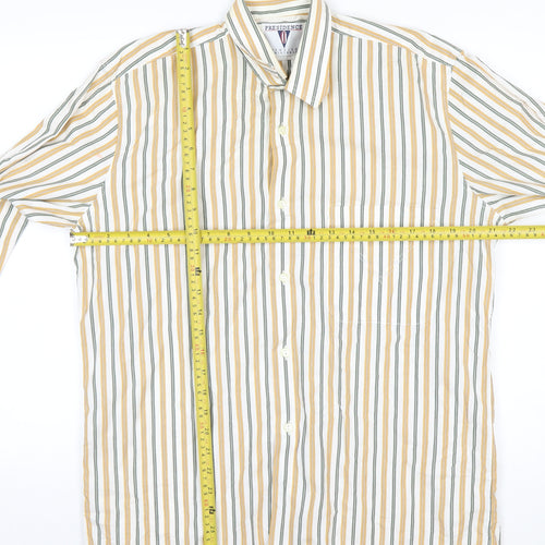 Presidence Men's Multicoloured Striped Cotton Button-Up Shirt M