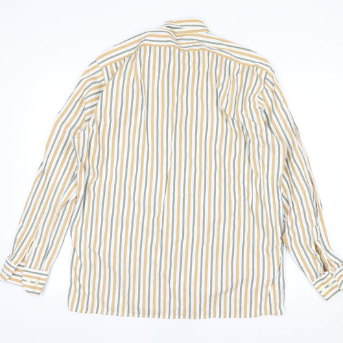Presidence Men's Multicoloured Striped Cotton Button-Up Shirt M