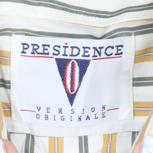 Presidence Men's Multicoloured Striped Cotton Button-Up Shirt M