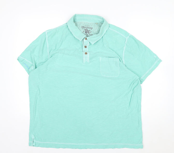 Mantaray Men's Green Cotton Polo Shirt XL Short Sleeve Casual