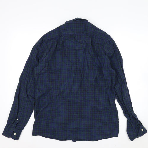 Barbour Men's Blue Check Tailored Fit Cotton Long Sleeve Shirt L