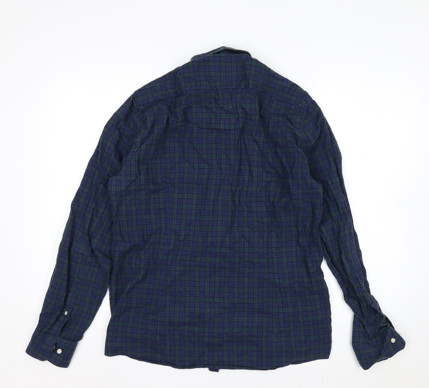 Barbour Men's Blue Check Tailored Fit Cotton Long Sleeve Shirt L
