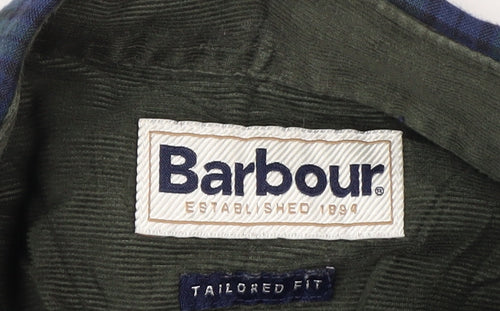 Barbour Men's Blue Check Tailored Fit Cotton Long Sleeve Shirt L