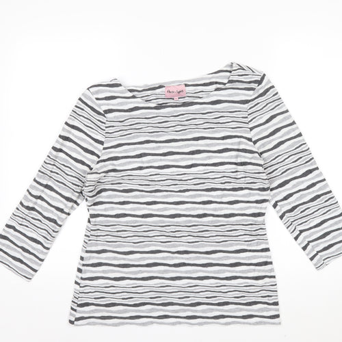 Phase Eight Women’s Grey Striped Jersey Boat Neck Top Size 14