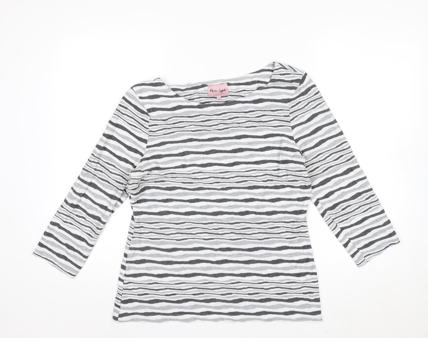 Phase Eight Women’s Grey Striped Jersey Boat Neck Top Size 14