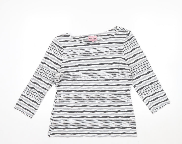 Phase Eight Women’s Grey Striped Jersey Boat Neck Top Size 14