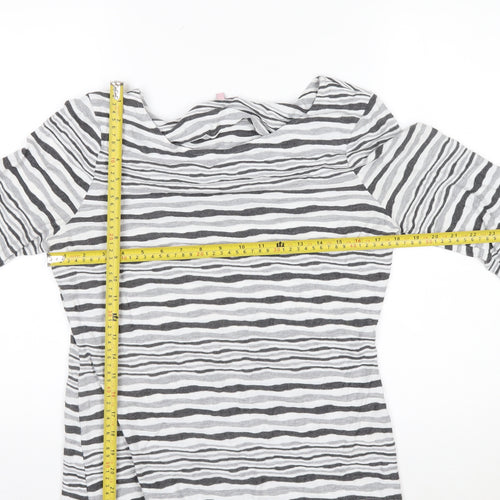 Phase Eight Women’s Grey Striped Jersey Boat Neck Top Size 14
