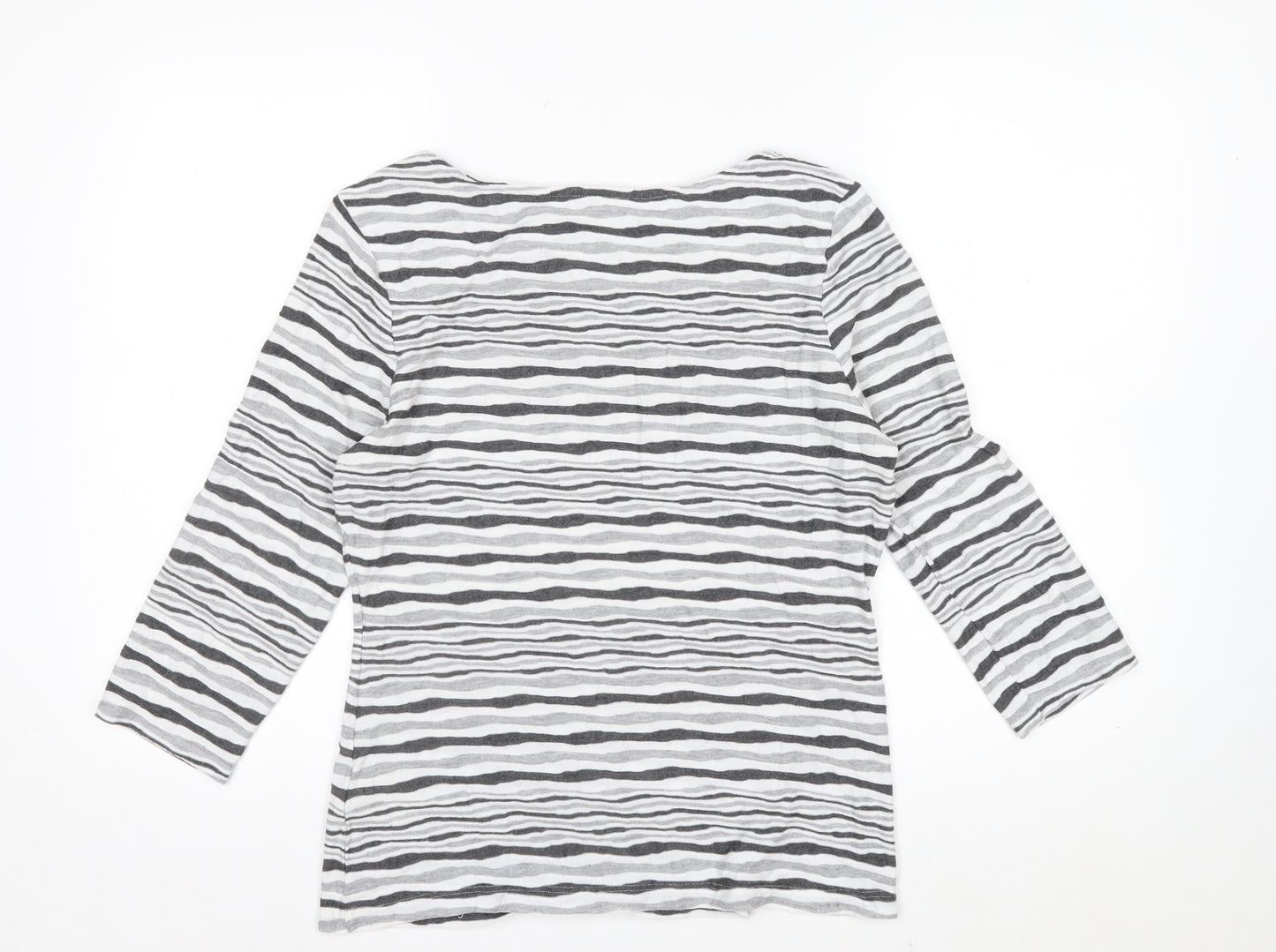 Phase Eight Women’s Grey Striped Jersey Boat Neck Top Size 14
