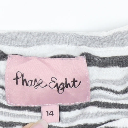 Phase Eight Women’s Grey Striped Jersey Boat Neck Top Size 14