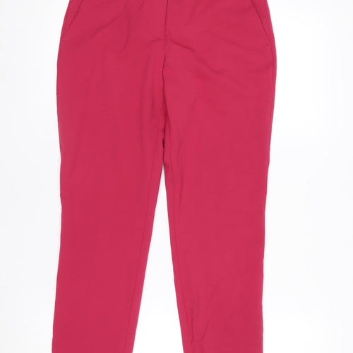 Zara Women Pink Slim Tapered Crepe Trousers Size 6