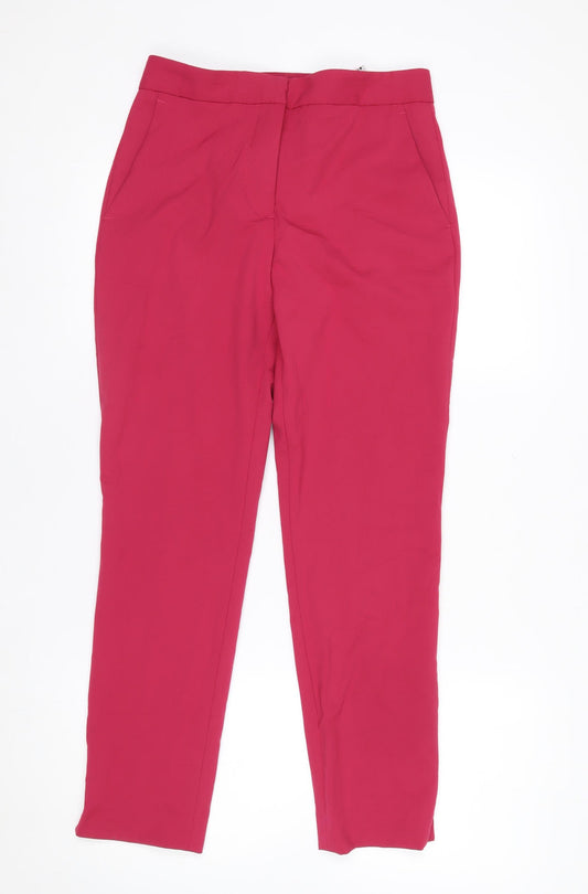 Zara Women Pink Slim Tapered Crepe Trousers Size 6