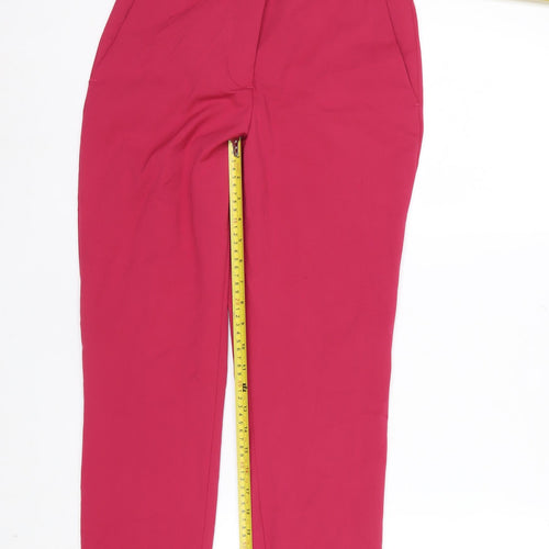Zara Women Pink Slim Tapered Crepe Trousers Size 6
