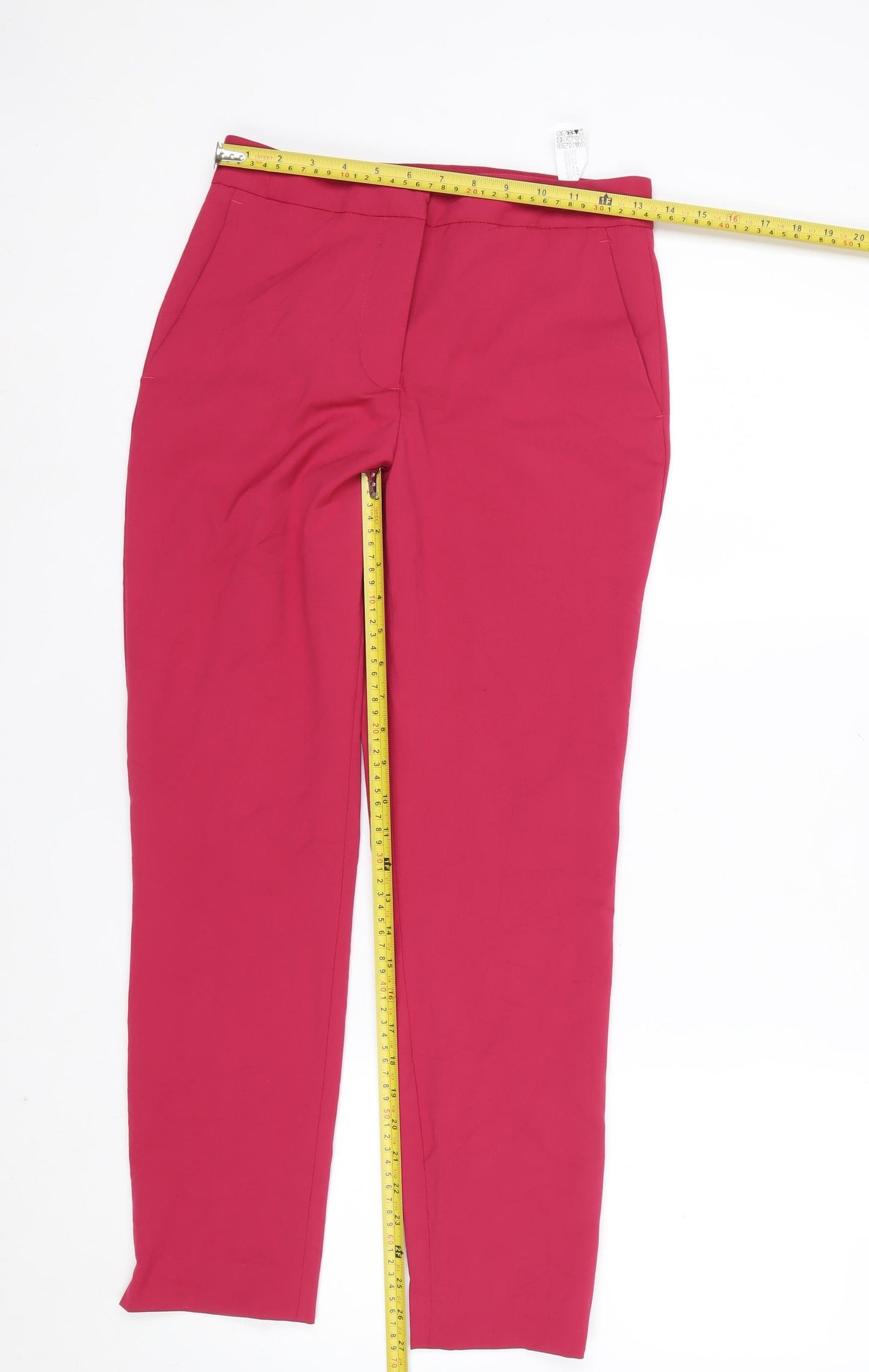 Zara Women Pink Slim Tapered Crepe Trousers Size 6
