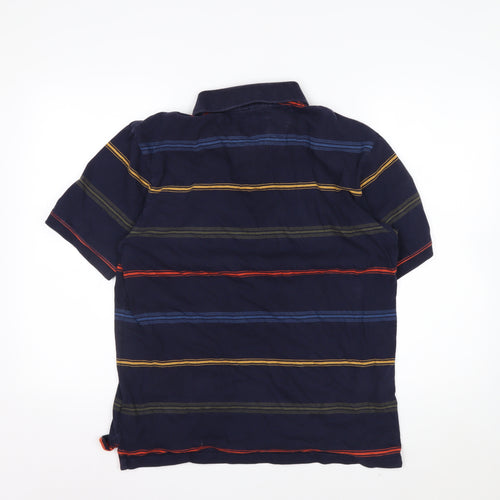 Marks and Spencer Blue Harbour Men's Blue Striped Polo Shirt M Regular Fit