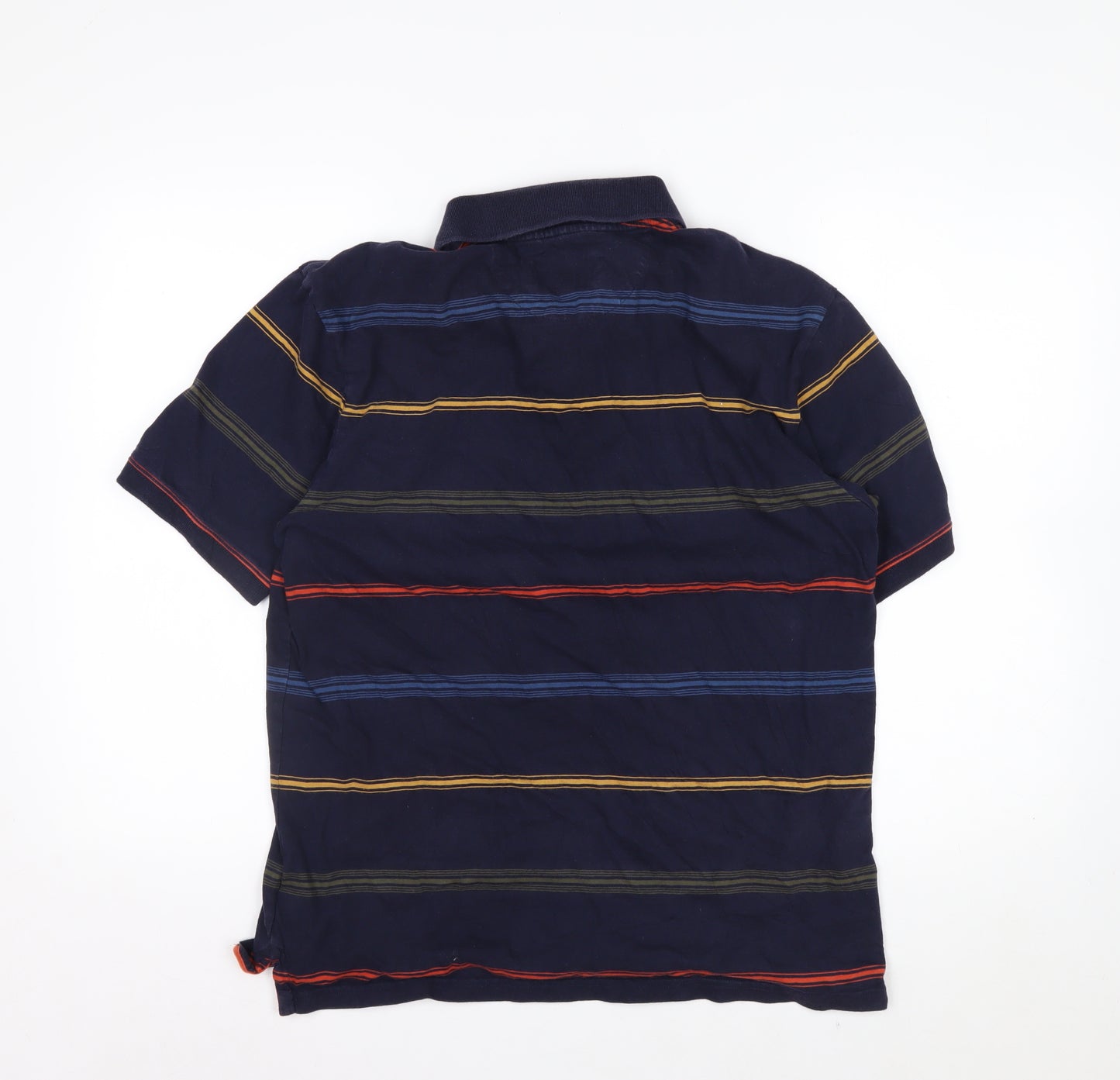 Marks and Spencer Blue Harbour Men's Blue Striped Polo Shirt M Regular Fit