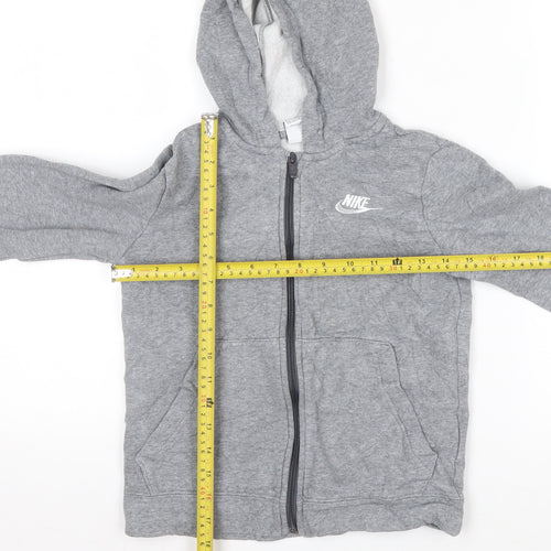 Nike Boys Grey Full Zip Hoodie Small 128-137cm Cotton Blend