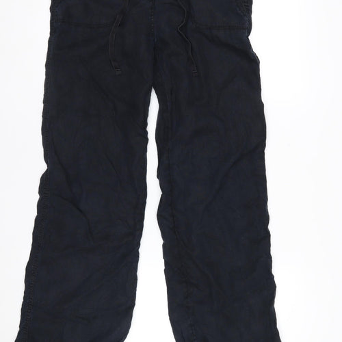 Marks and Spencer Womens Black Linen Cargo Trousers Size 12