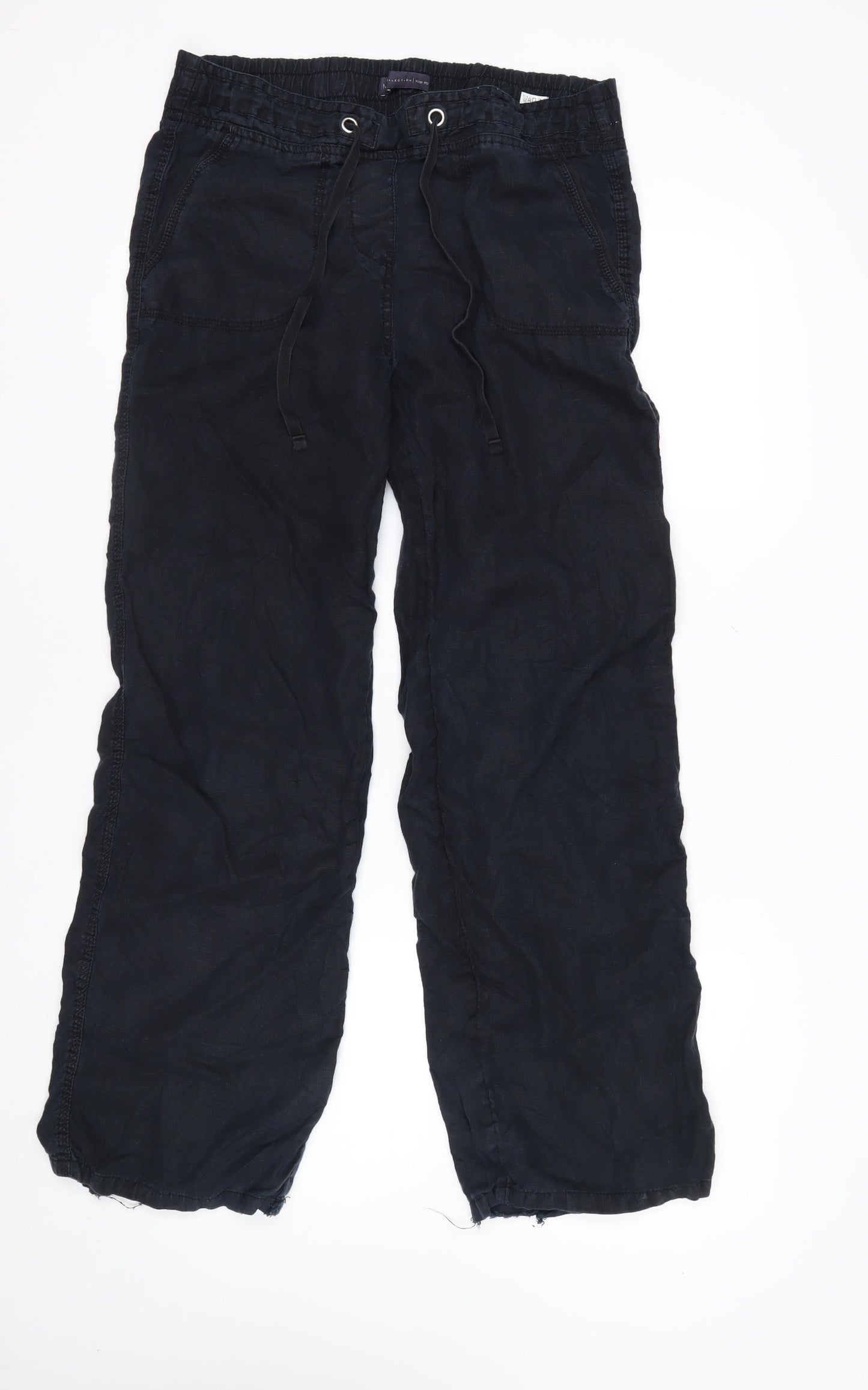 Marks and Spencer Womens Black Linen Cargo Trousers Size 12