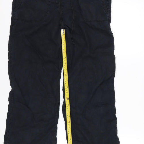 Marks and Spencer Womens Black Linen Cargo Trousers Size 12