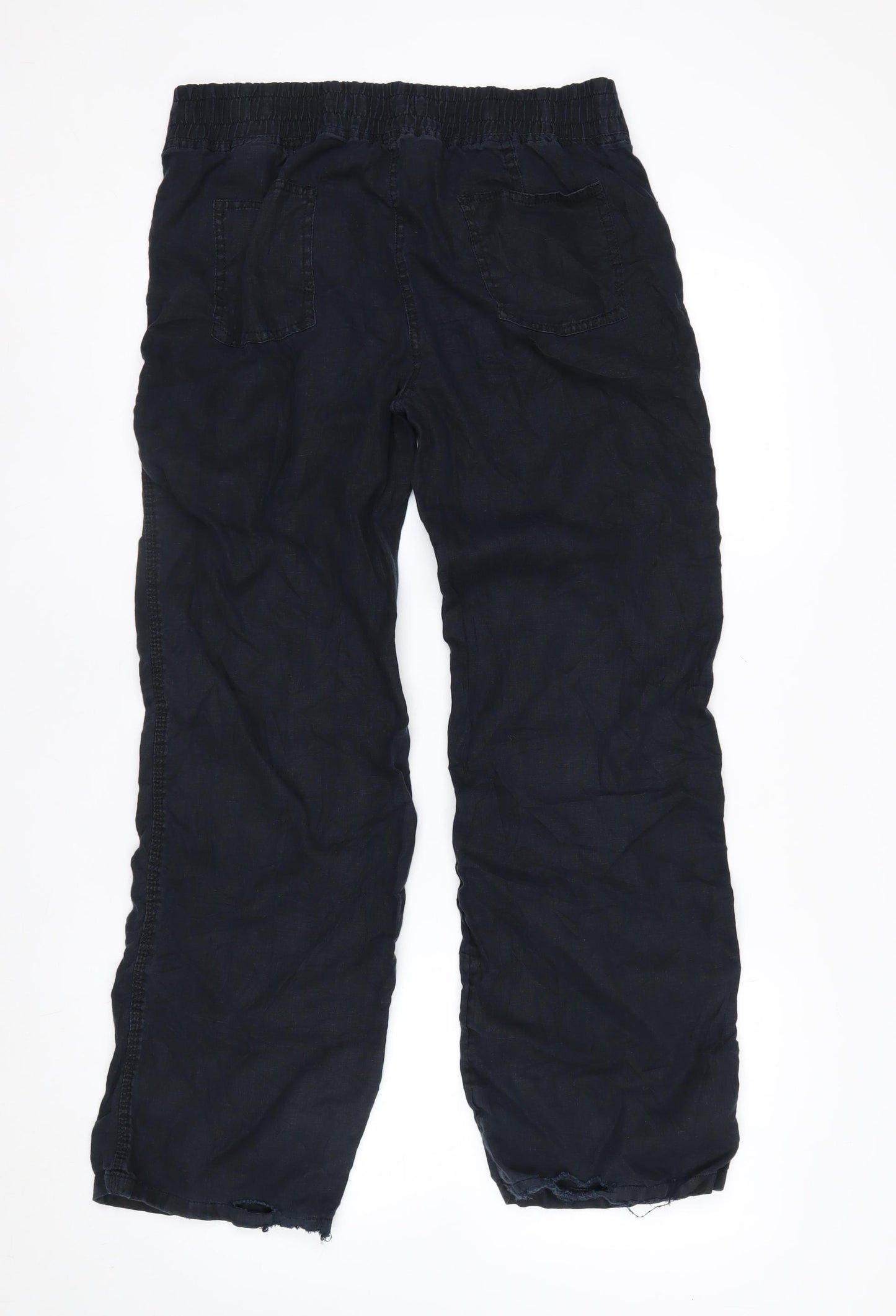 Marks and Spencer Womens Black Linen Cargo Trousers Size 12